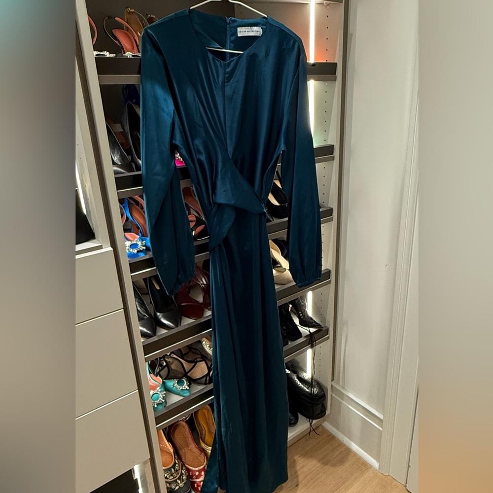 Teal Satin Dress